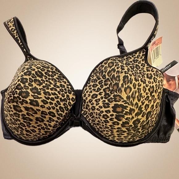 Bali Plunging Underwire Bra, Size 40D Brown, Leopard Print, Smooth Foam Cups NWT - Picture 6 of 10
